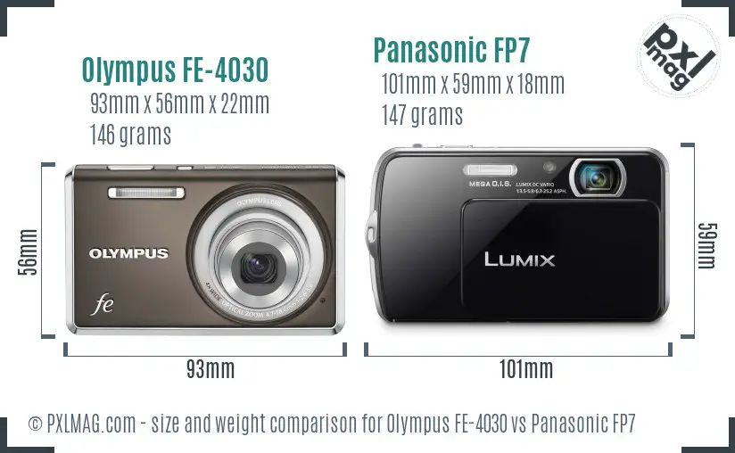 Olympus FE-4030 vs Panasonic FP7 size comparison
