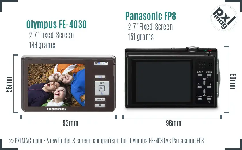 Olympus FE-4030 vs Panasonic FP8 Screen and Viewfinder comparison