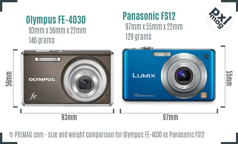 Olympus FE-4030 vs Panasonic FS12 size comparison