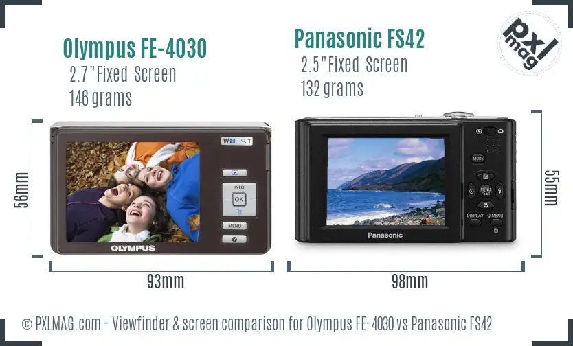 Olympus FE-4030 vs Panasonic FS42 Screen and Viewfinder comparison