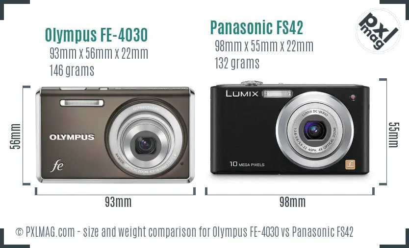 Olympus FE-4030 vs Panasonic FS42 size comparison