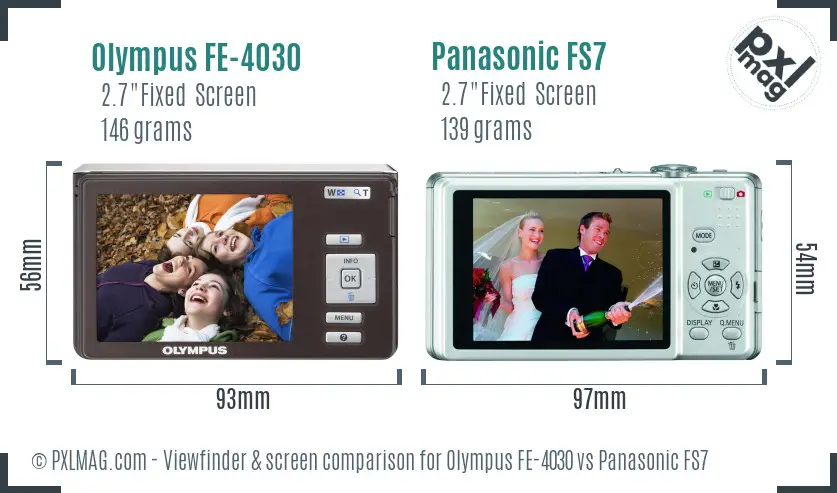 Olympus FE-4030 vs Panasonic FS7 Screen and Viewfinder comparison
