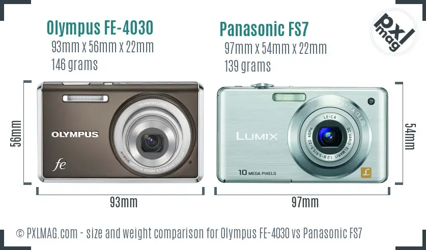 Olympus FE-4030 vs Panasonic FS7 size comparison