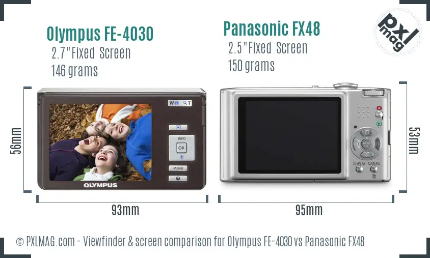 Olympus FE-4030 vs Panasonic FX48 Screen and Viewfinder comparison