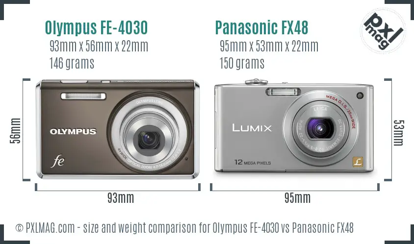 Olympus FE-4030 vs Panasonic FX48 size comparison