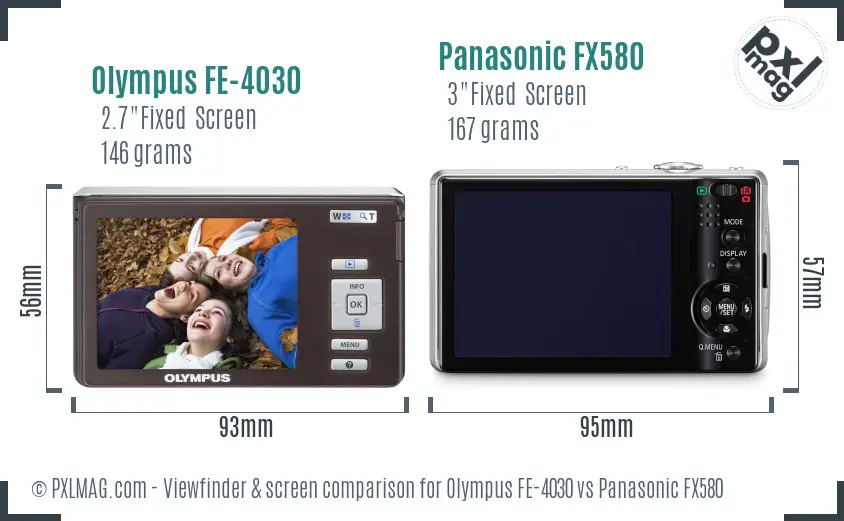 Olympus FE-4030 vs Panasonic FX580 Screen and Viewfinder comparison