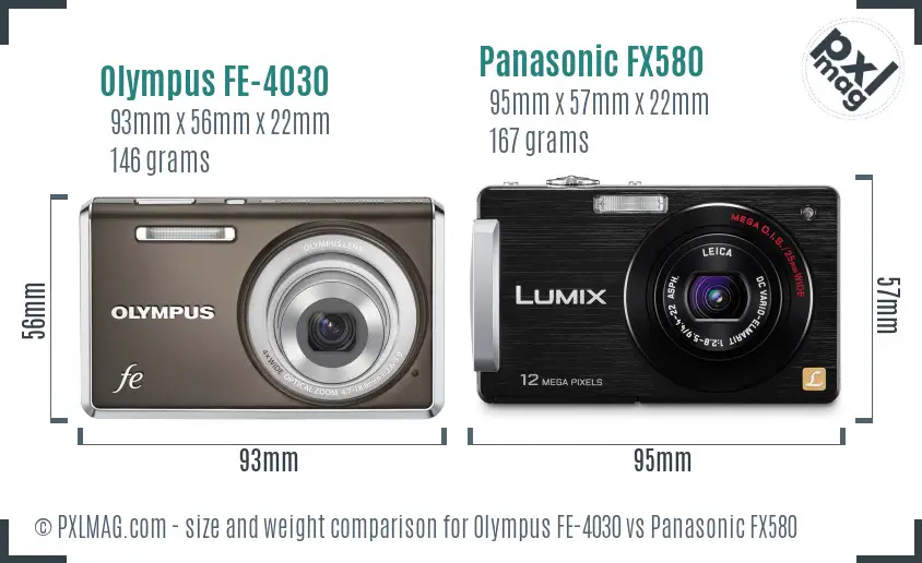 Olympus FE-4030 vs Panasonic FX580 size comparison