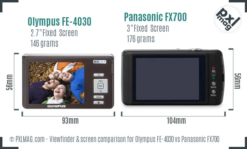 Olympus FE-4030 vs Panasonic FX700 Screen and Viewfinder comparison