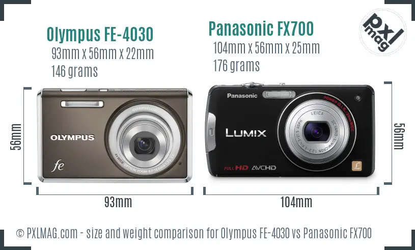 Olympus FE-4030 vs Panasonic FX700 size comparison