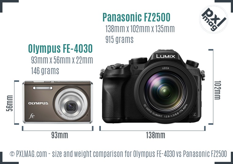 Olympus FE-4030 vs Panasonic FZ2500 size comparison