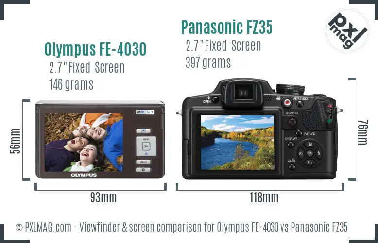 Olympus FE-4030 vs Panasonic FZ35 Screen and Viewfinder comparison Olympus FE-4030 vs Panasonic FZ35 Screen and Viewfinder comparison