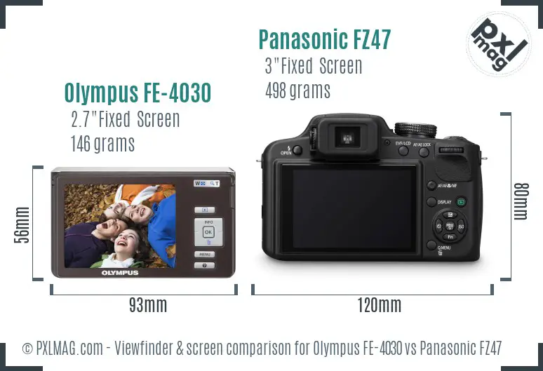 Olympus FE-4030 vs Panasonic FZ47 Screen and Viewfinder comparison