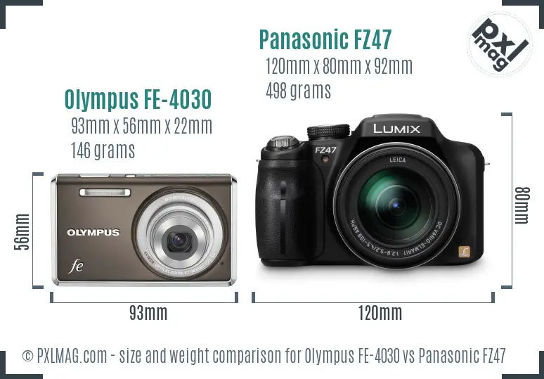 Olympus FE-4030 vs Panasonic FZ47 size comparison