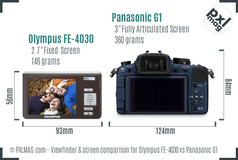 Olympus FE-4030 vs Panasonic G1 Screen and Viewfinder comparison