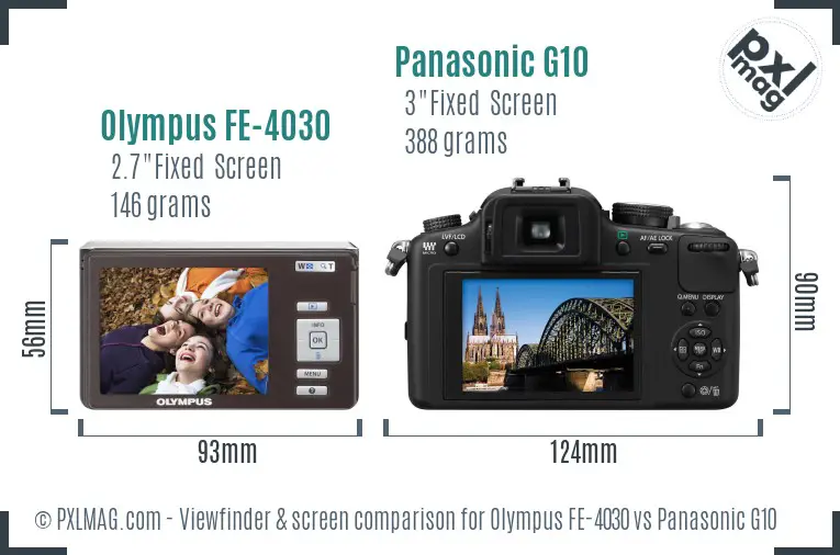 Olympus FE-4030 vs Panasonic G10 Screen and Viewfinder comparison