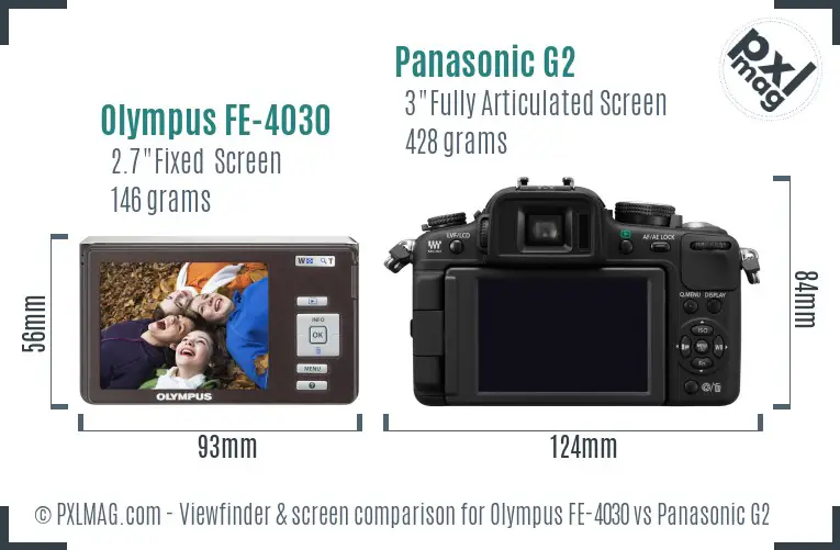 Olympus FE-4030 vs Panasonic G2 Screen and Viewfinder comparison