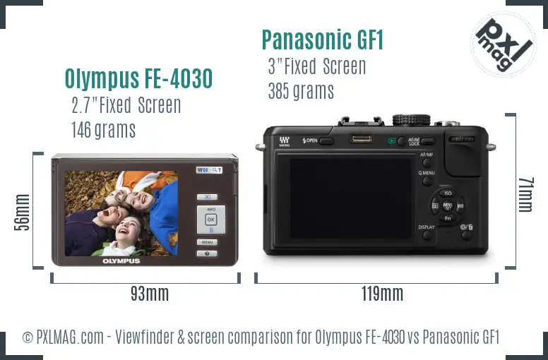 Olympus FE-4030 vs Panasonic GF1 Screen and Viewfinder comparison