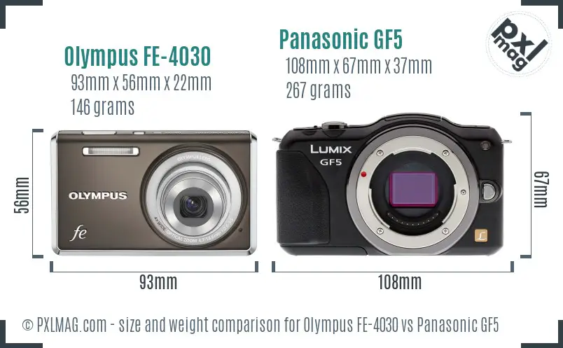 Olympus FE-4030 vs Panasonic GF5 size comparison