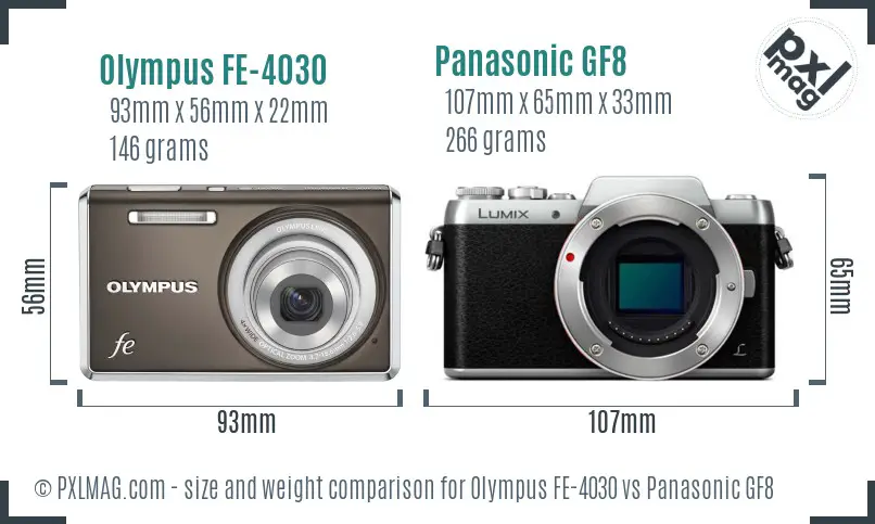 Olympus FE-4030 vs Panasonic GF8 size comparison
