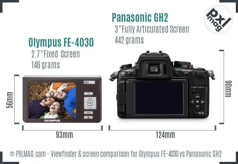 Olympus FE-4030 vs Panasonic GH2 Screen and Viewfinder comparison