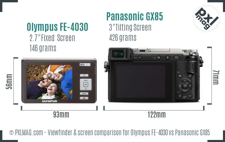 Olympus FE-4030 vs Panasonic GX85 Screen and Viewfinder comparison Olympus FE-4030 vs Panasonic GX85 Screen and Viewfinder comparison