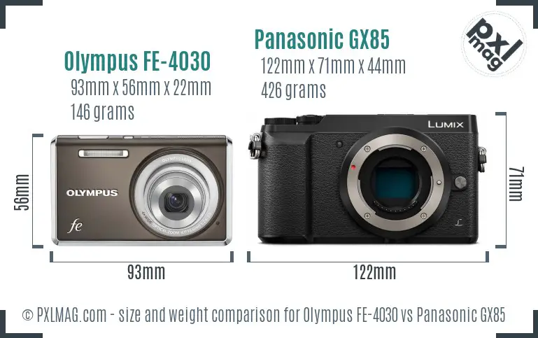 Olympus FE-4030 vs Panasonic GX85 size comparison Olympus FE-4030 vs Panasonic GX85 size comparison