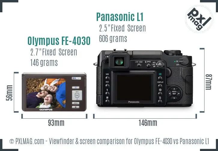 Olympus FE-4030 vs Panasonic L1 Screen and Viewfinder comparison