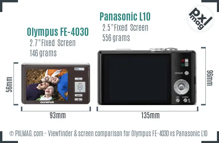Olympus FE-4030 vs Panasonic L10 Screen and Viewfinder comparison
