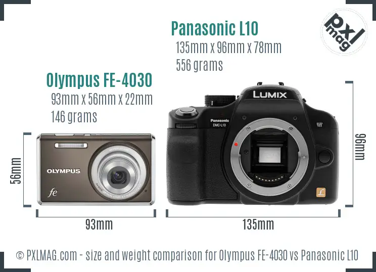 Olympus FE-4030 vs Panasonic L10 size comparison