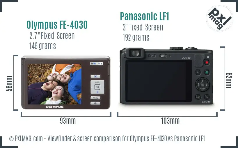 Olympus FE-4030 vs Panasonic LF1 Screen and Viewfinder comparison