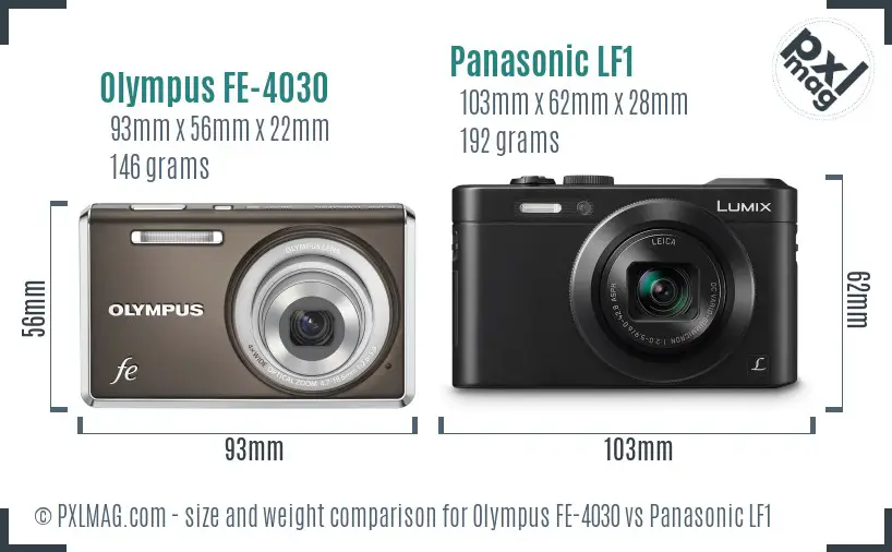 Olympus FE-4030 vs Panasonic LF1 size comparison