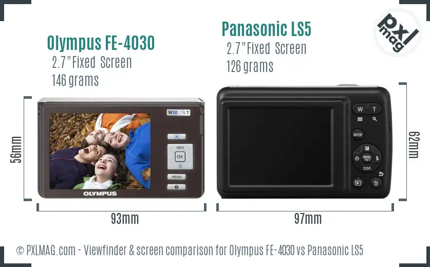 Olympus FE-4030 vs Panasonic LS5 Screen and Viewfinder comparison