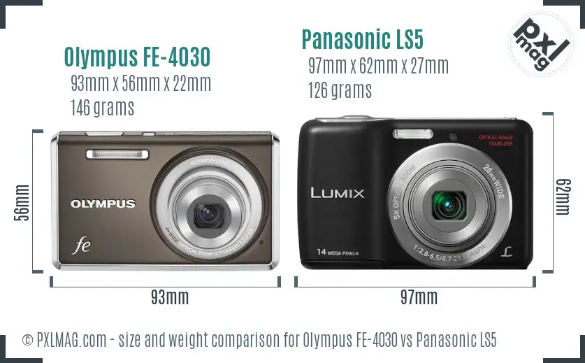 Olympus FE-4030 vs Panasonic LS5 size comparison