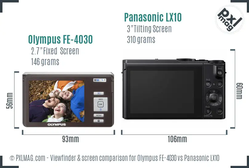Olympus FE-4030 vs Panasonic LX10 Screen and Viewfinder comparison
