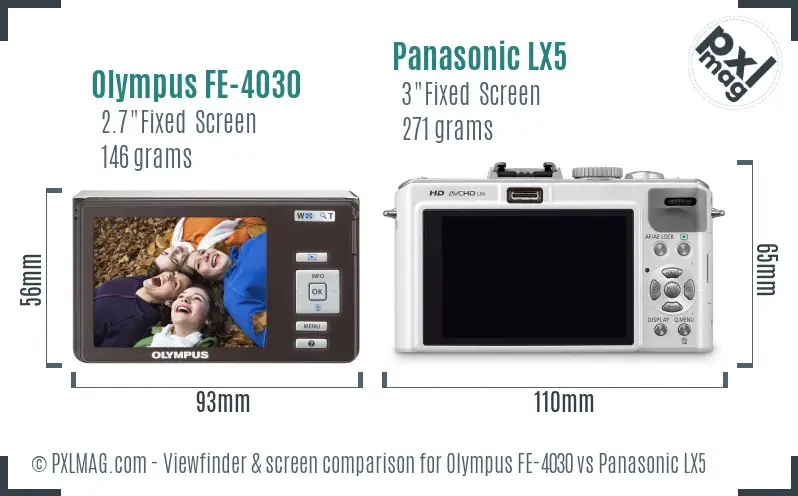 Olympus FE-4030 vs Panasonic LX5 Screen and Viewfinder comparison