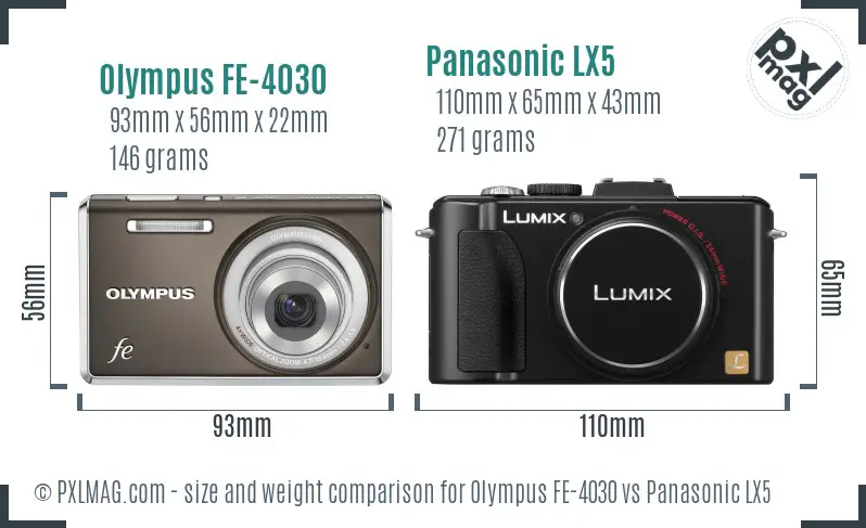 Olympus FE-4030 vs Panasonic LX5 size comparison Olympus FE-4030 vs Panasonic LX5 size comparison