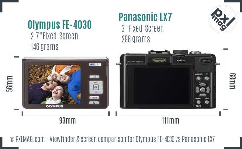 Olympus FE-4030 vs Panasonic LX7 Screen and Viewfinder comparison