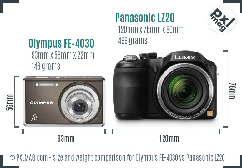 Olympus FE-4030 vs Panasonic LZ20 size comparison