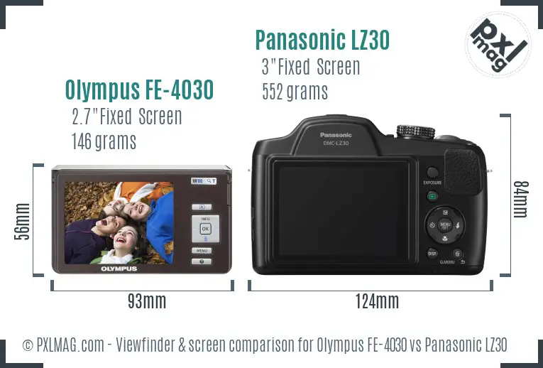 Olympus FE-4030 vs Panasonic LZ30 Screen and Viewfinder comparison
