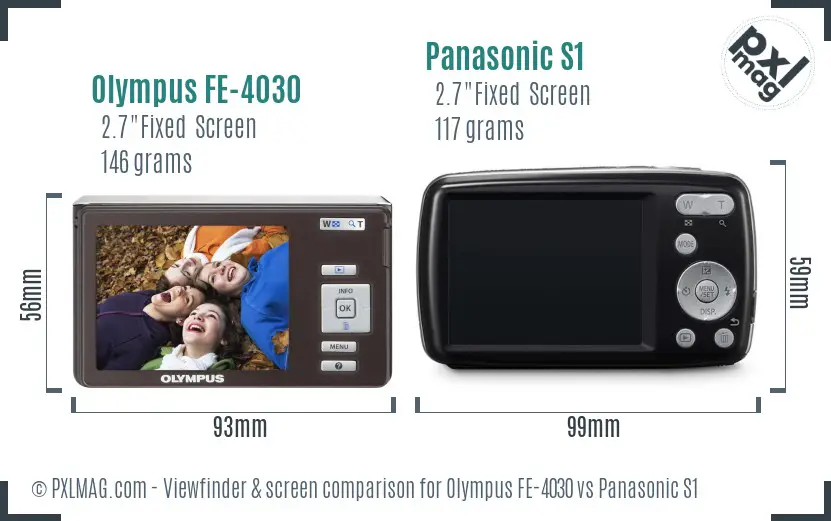 Olympus FE-4030 vs Panasonic S1 Screen and Viewfinder comparison