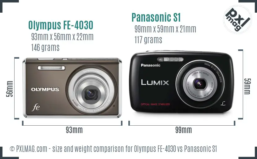 Olympus FE-4030 vs Panasonic S1 size comparison