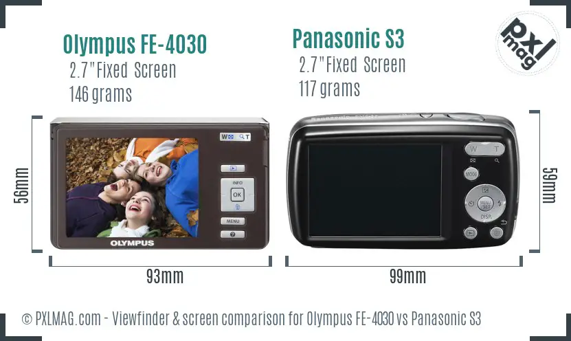 Olympus FE-4030 vs Panasonic S3 Screen and Viewfinder comparison