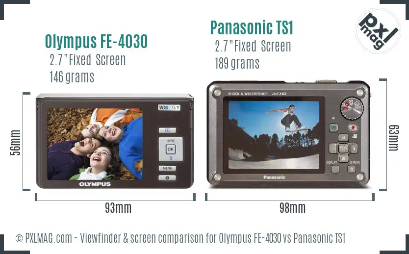 Olympus FE-4030 vs Panasonic TS1 Screen and Viewfinder comparison