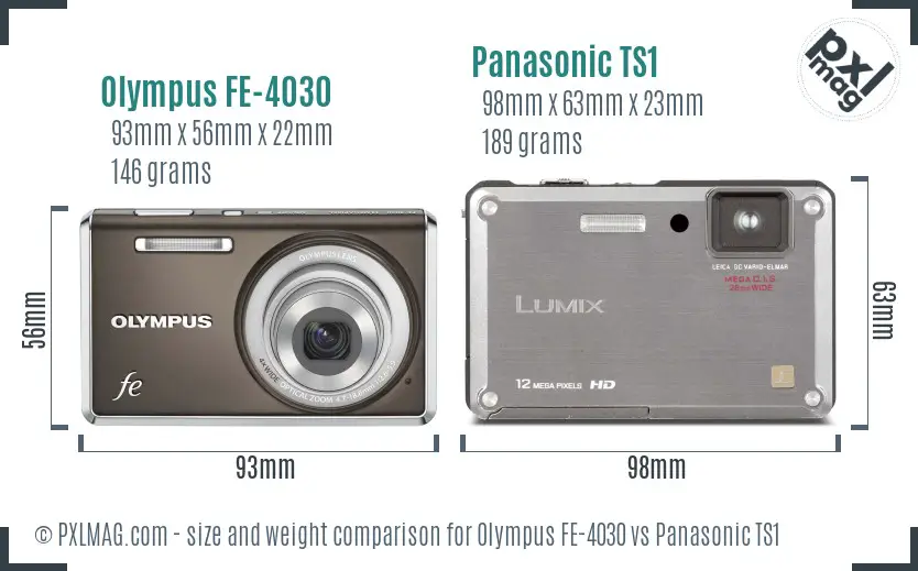 Olympus FE-4030 vs Panasonic TS1 size comparison
