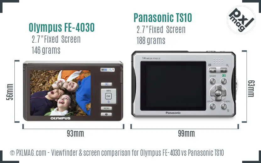 Olympus FE-4030 vs Panasonic TS10 Screen and Viewfinder comparison