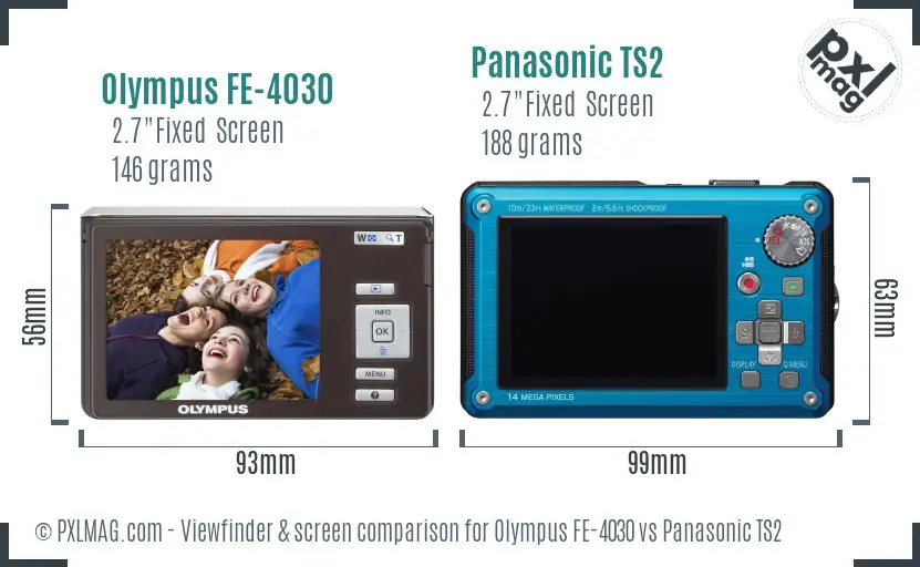 Olympus FE-4030 vs Panasonic TS2 Screen and Viewfinder comparison