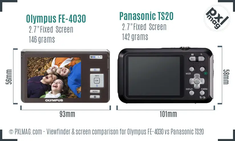 Olympus FE-4030 vs Panasonic TS20 Screen and Viewfinder comparison