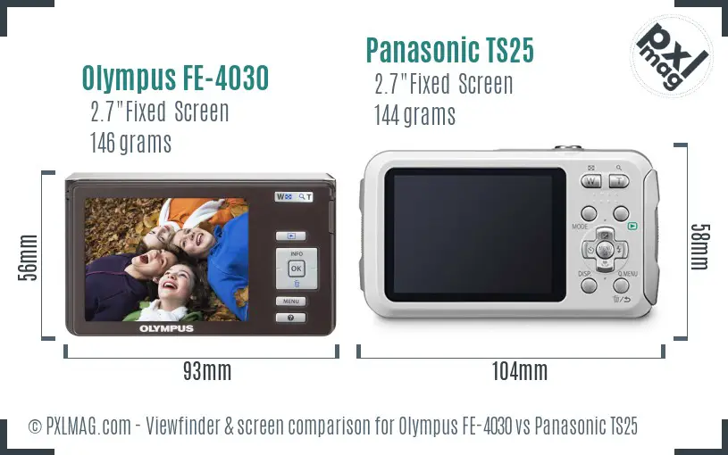 Olympus FE-4030 vs Panasonic TS25 Screen and Viewfinder comparison