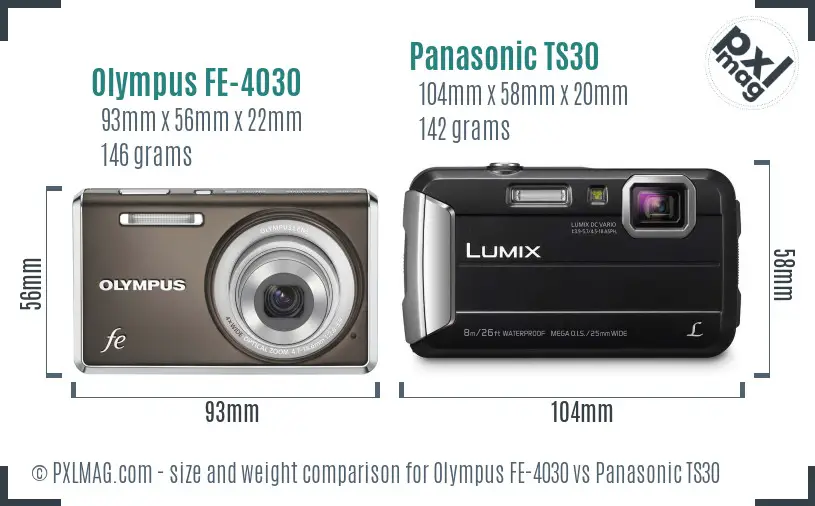 Olympus FE-4030 vs Panasonic TS30 size comparison