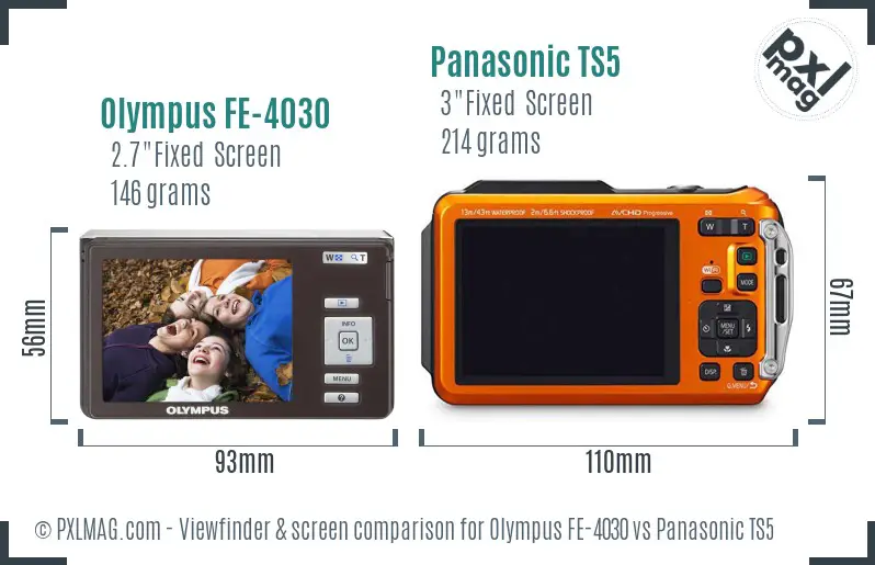 Olympus FE-4030 vs Panasonic TS5 Screen and Viewfinder comparison